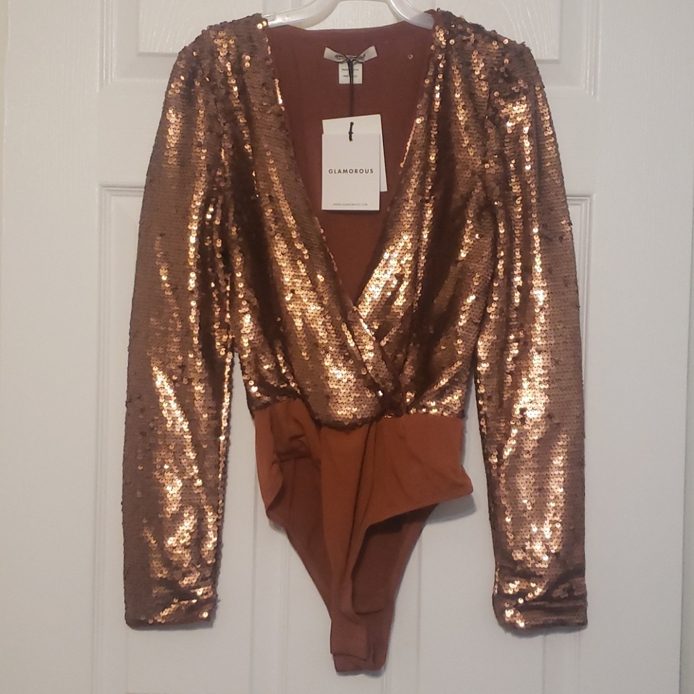 Glamorous Sequin Bodysuit Small US 4